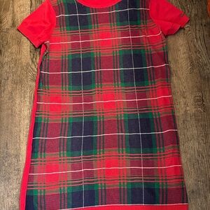 Tommy Hilfiger Red and Green Plaid Sweater Dress Holiday Christmas 100% Cotton